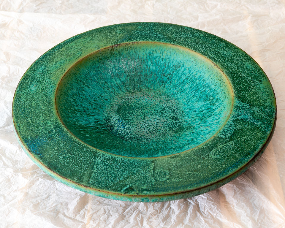 Större fat- dubbelglaserat, keramik av Elna-Karin Helgesson, silver Karlheinz Sauer.